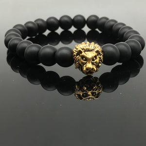 Shellhard Fashion Lion Head Bracelet Buddha beads Bracelets Bangles Charm Natural Stone Bracelet For Men Women Bead Jewelry
